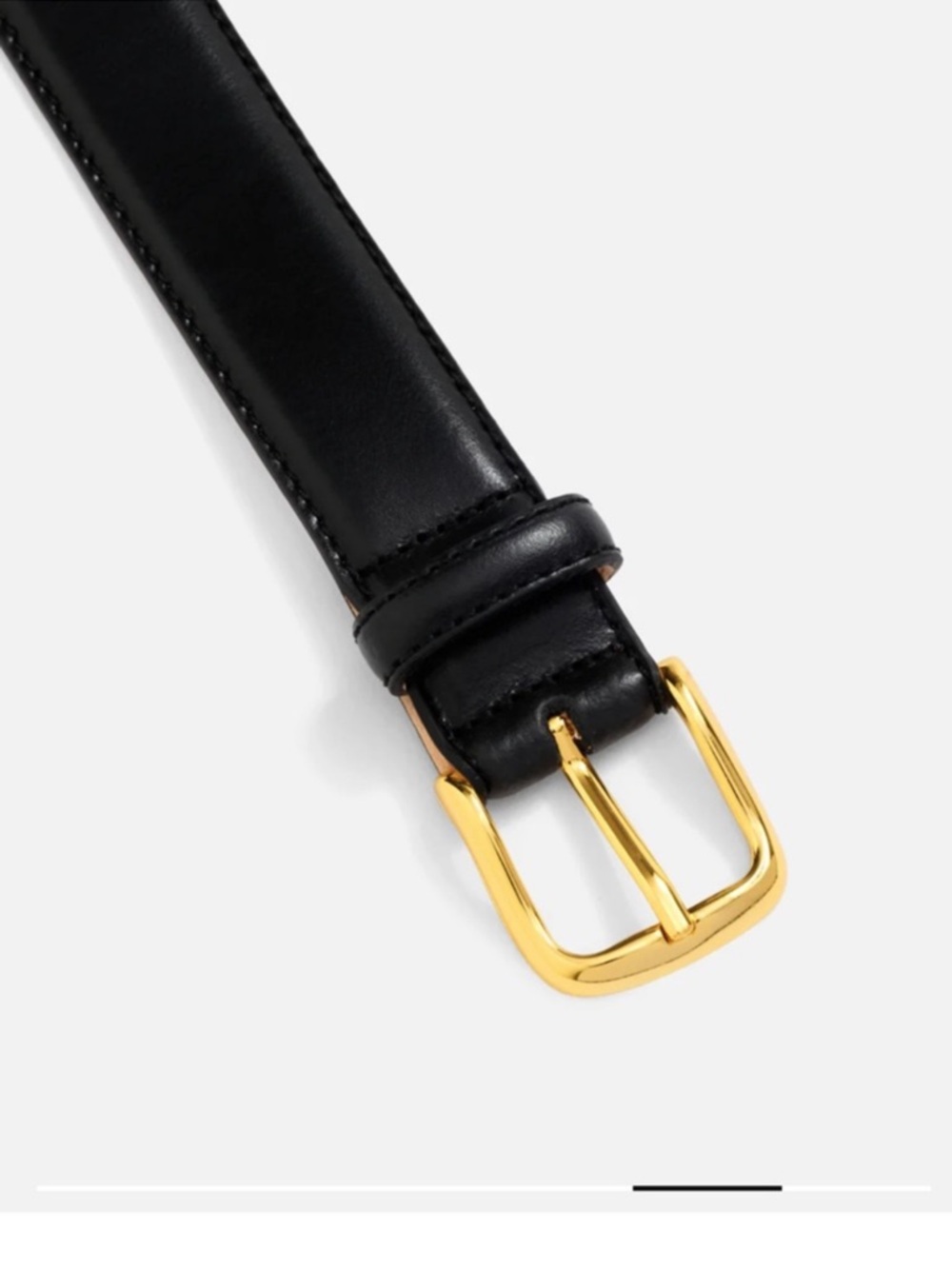 Black Leather Belt with Gold Buckle - women